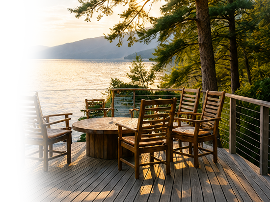 Outdoor meeting setting representing executive offsites and leadership retreats facilitated by Mark Lefko