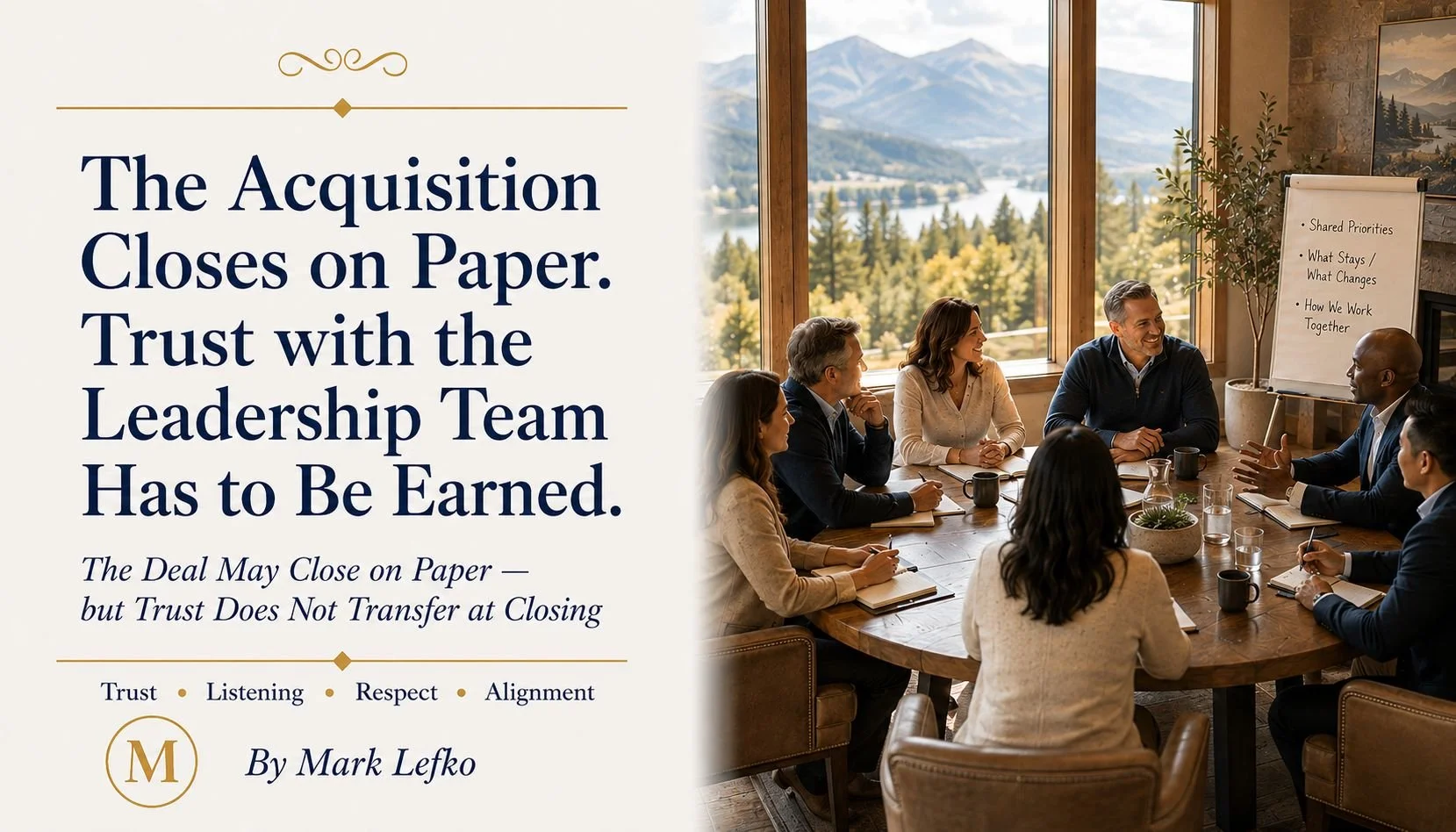 The Acquisition Closes on Paper. Trust with the Leadership Team Has toBe Earned. The Deal May Close on Paper — but Trust Does Not Transfer at Closing