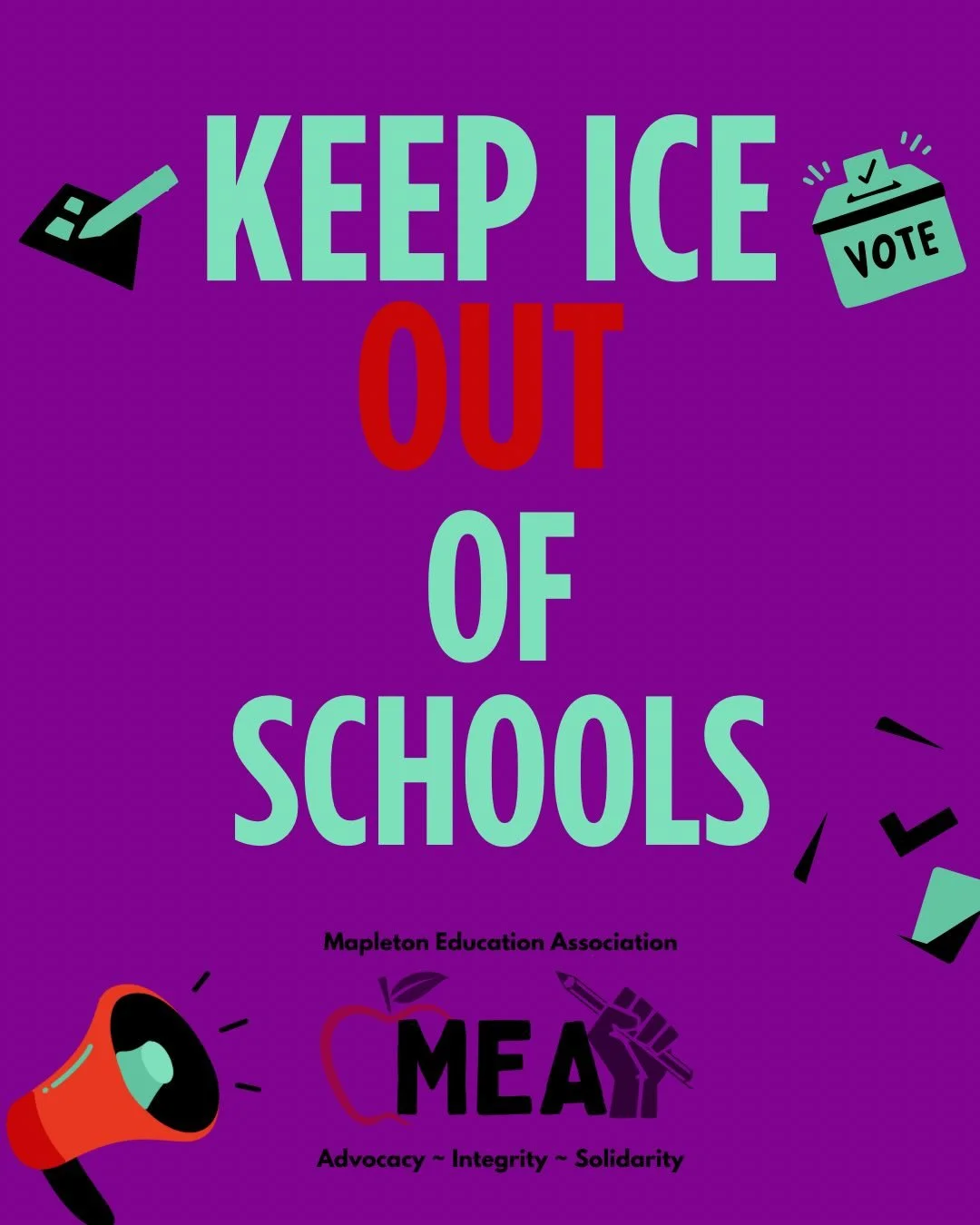 Just be clear. Stay out of our schools. See  link in bio for actions you can take to support our union siblings. @coloradoea #iceout #safeschools #solidarityforever