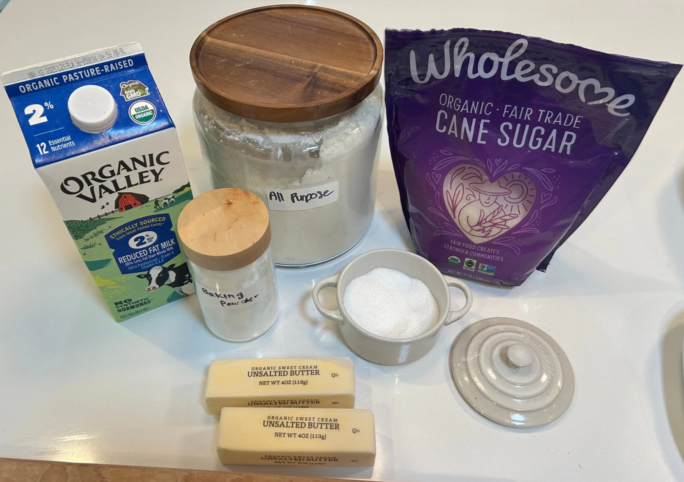 the ingredients required to make this homemade biscuits recipe