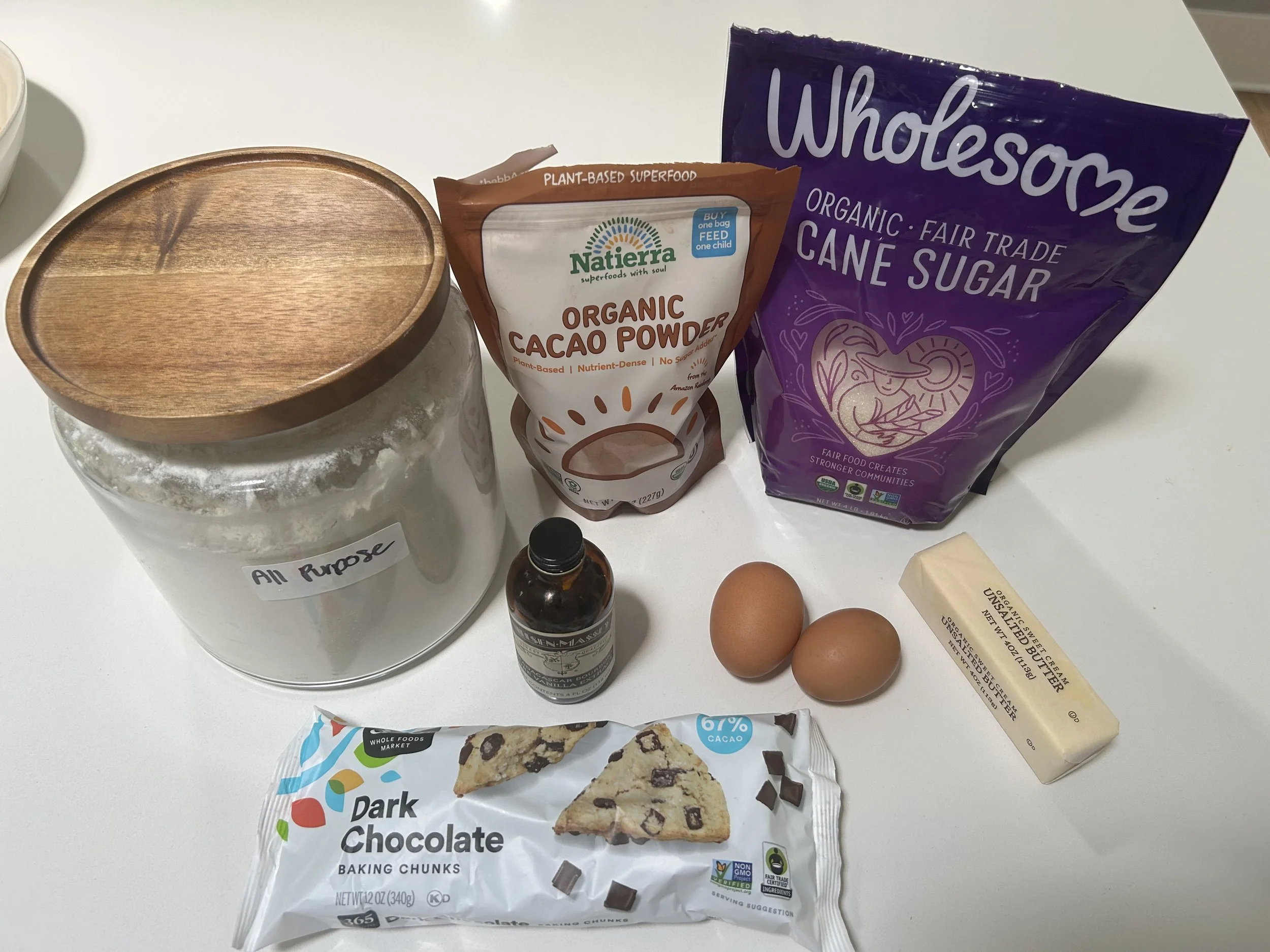 The ingredients you need to create this brown butter brownie recipe