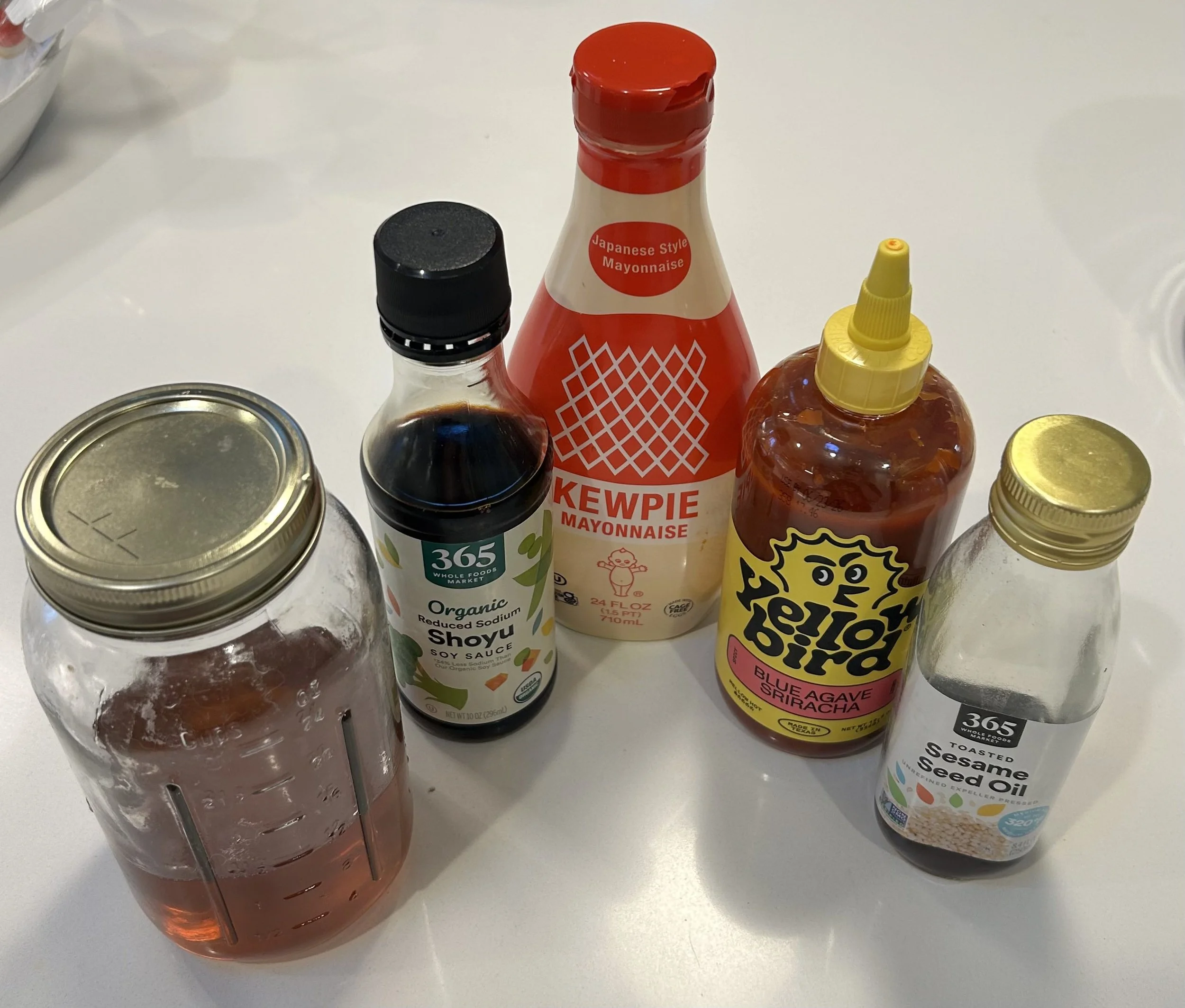The ingredients you need to create the spicy mayo in this recipe