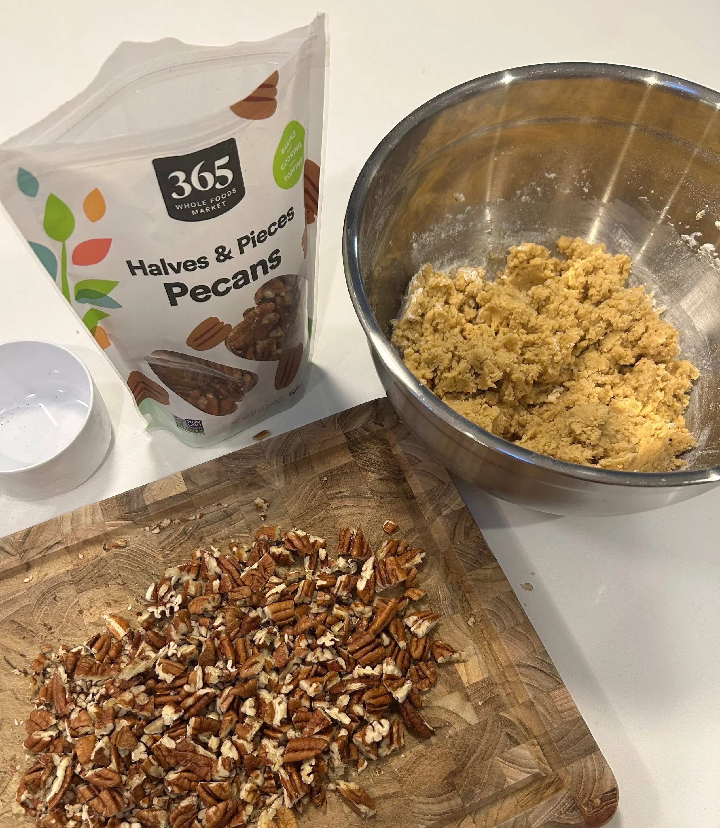 brown butter pecan cookie dough in the process of being mixed
