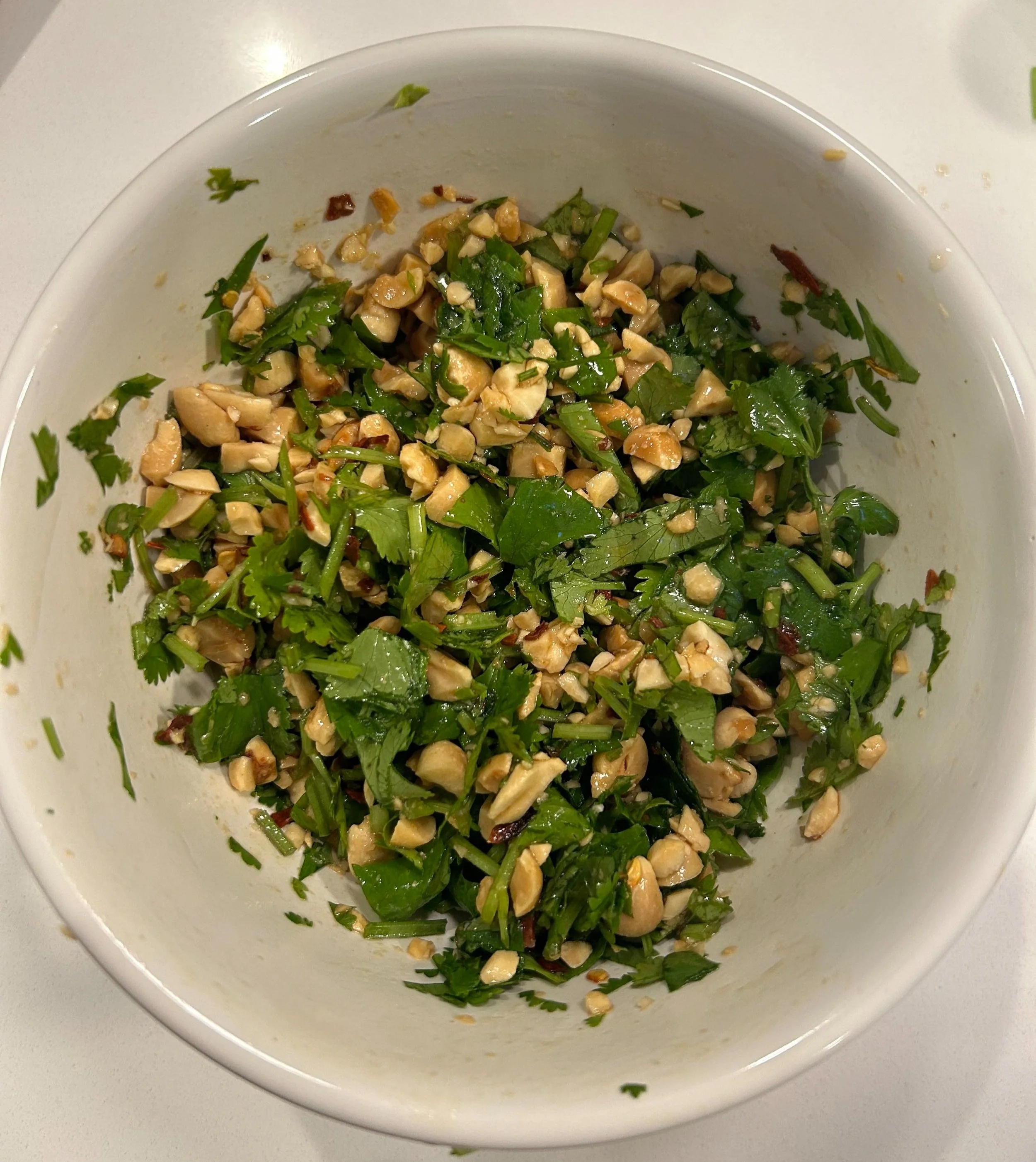 Cilantro peanut relish, ready to serve