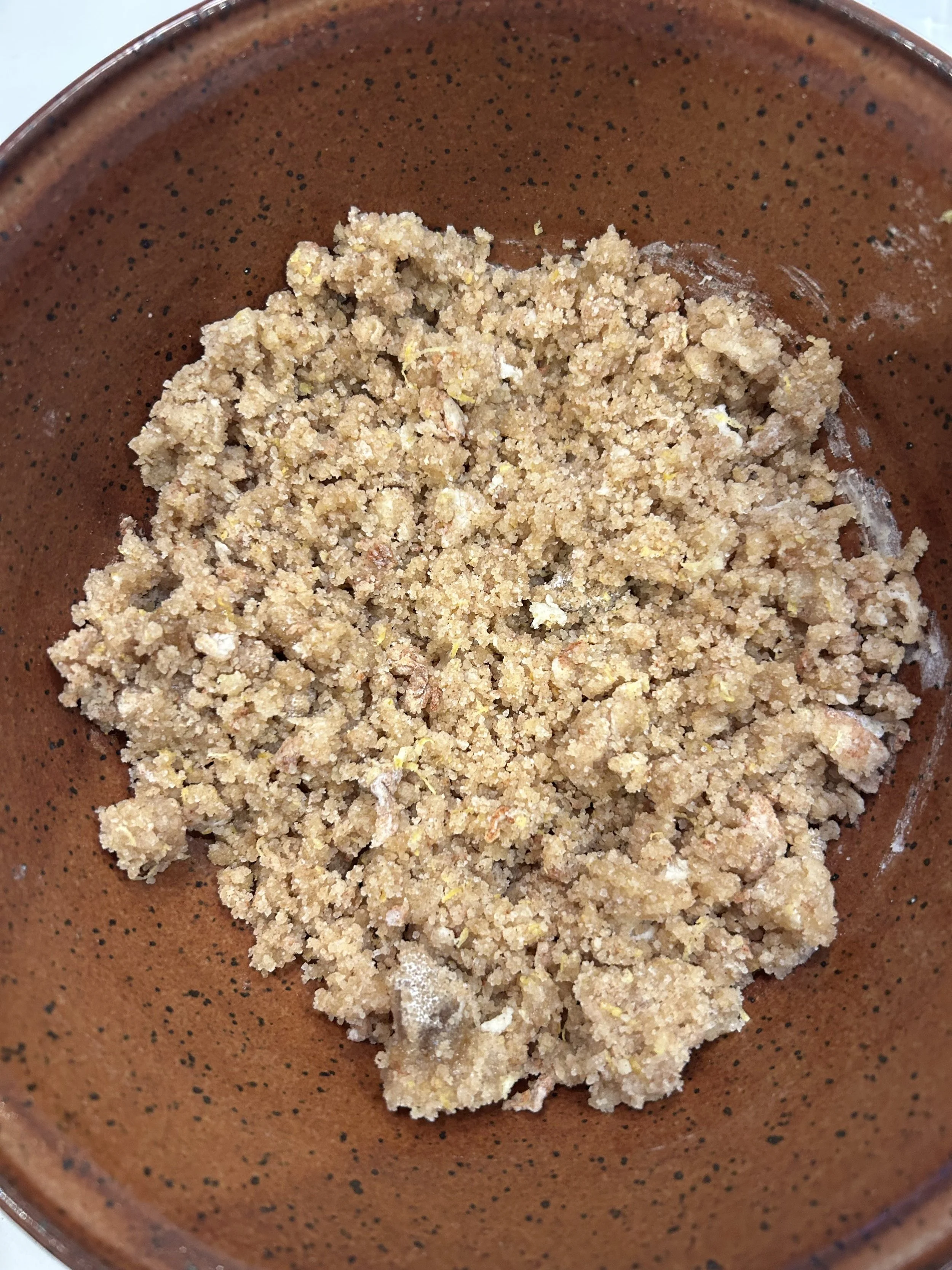 an example of the texture you're looking for when making the streusel topping in this recipe