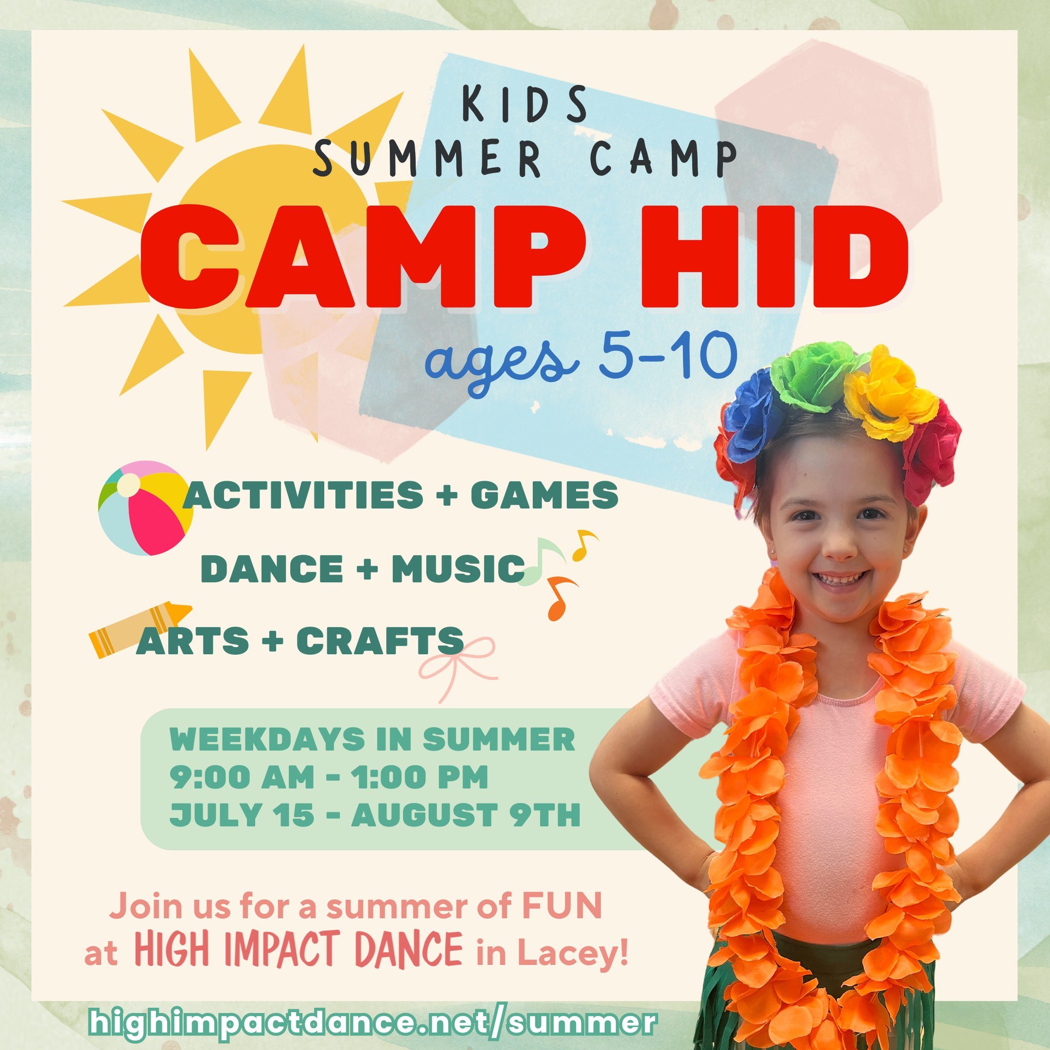 ✨📣 Calling all parents of elementary schoolers, including incoming kindergarteners! Are you searching for an engaging way to keep your kiddos' brains and bodies active this summer? Look no further than Camp HID at High Impact Dance! 

Camp HID offer