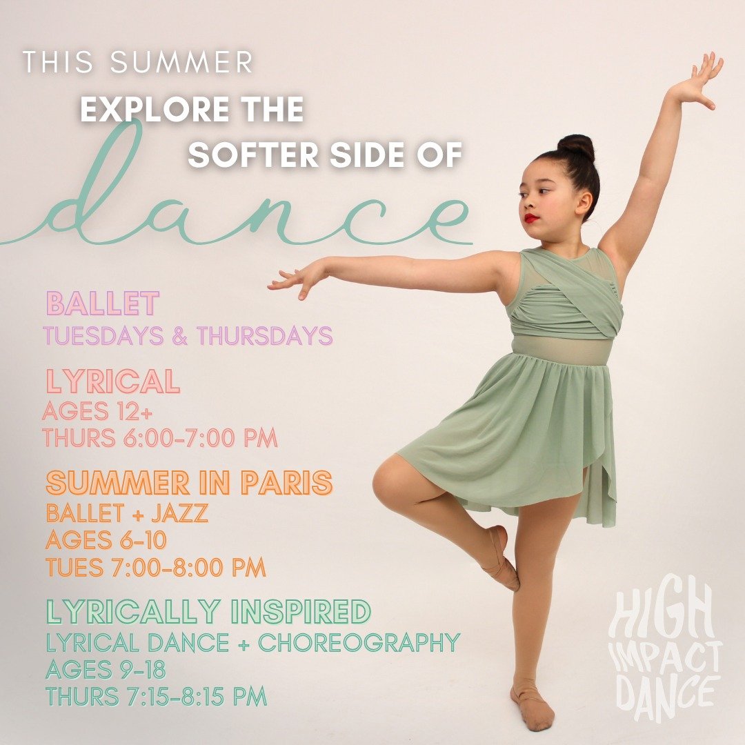 ✨ This summer, we&rsquo;re exploring the softer side of dance ✨

From elegant ballet to expressive lyrical and dreamy choreography classes, there&rsquo;s a place for every dancer to connect, create, and shine. 🌸

🩰 Tues 5:30 pm - Ballet, Level 3 - 