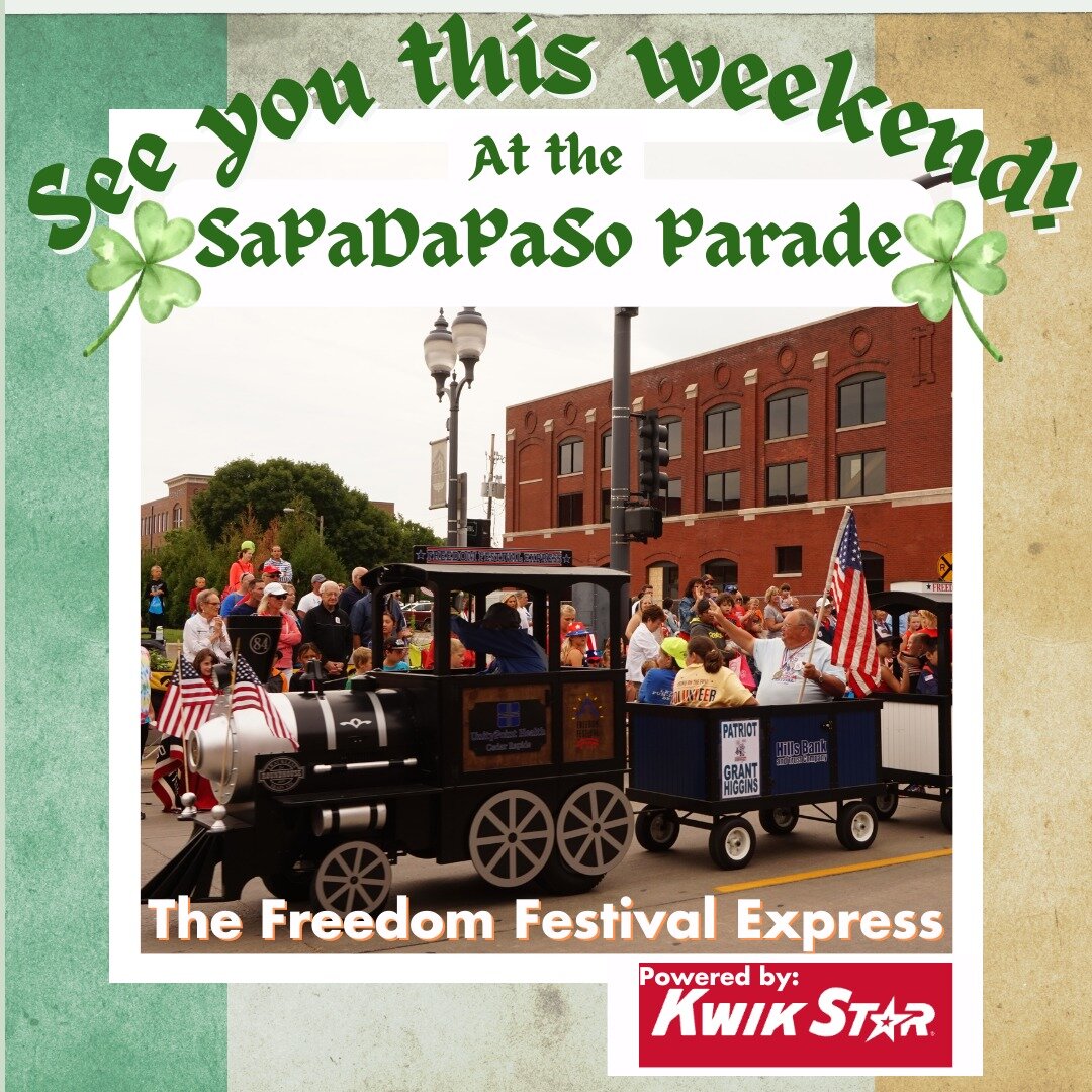 Who's wearing green all week? We know we are! 

We are so excited for Sunday and seeing everyone on St. Patrick's Day. Get ready to Sham-R.O.C.K in the U.S.A with us! Parade starts @ 1pm in Downtown Cedar Rapids. For more information check out www.Sa