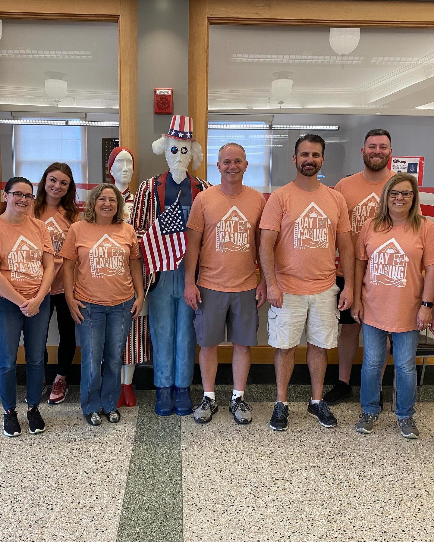 Our friends at Farmers State Bank joined us this morning for the annual United Way Day of Caring! 

They spent the morning helping us gear up for festival season - washing trash cans, stuffing button envelopes, and folding flags for our upcoming Flag