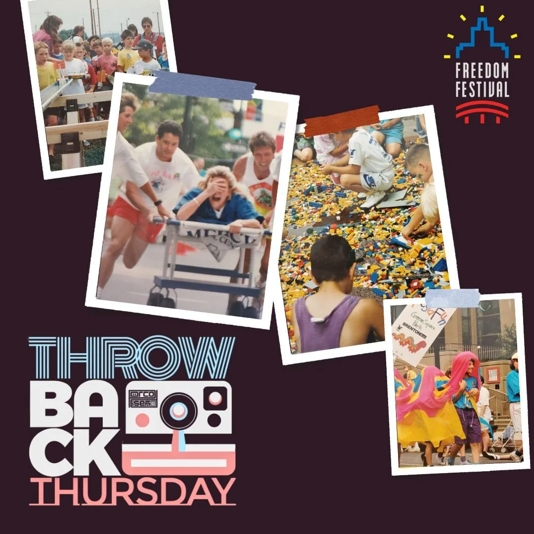 Throwing it back to the red, white, and blue fun of Freedom Festivals past! What year do you think these photos are from? 🎞️🇺🇸