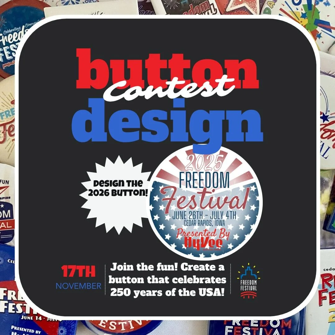 🎨ATTENTION ARTISTS
Time is running out! You've got less than 3 weeks left to submit your entry for the 2026 Freedom Festival Button Design Contest! 

This year's theme: &quot;Party Like It's 1776!&quot; 🎆
Show off your creativity and patriotic spir