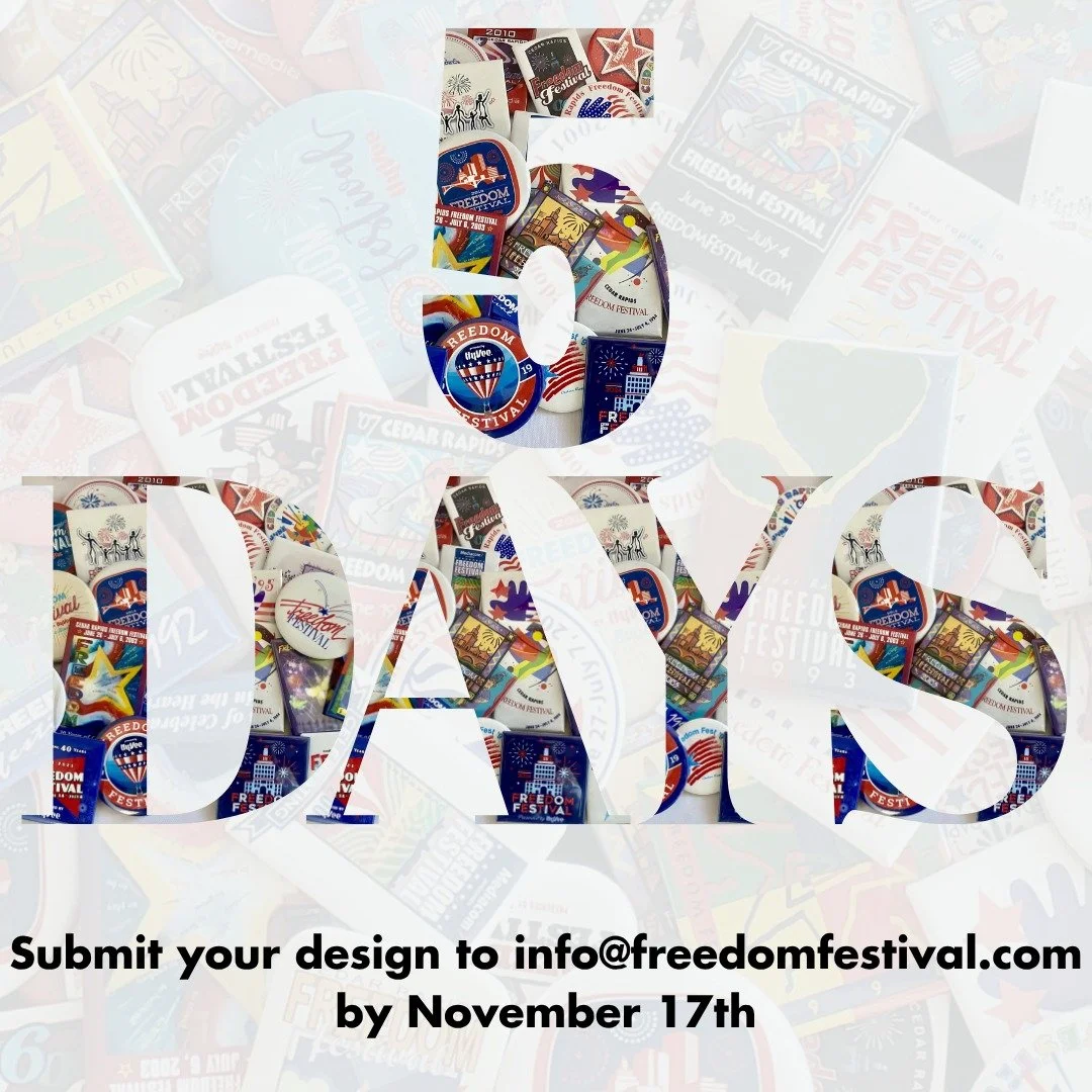 🎨ONLY 5 DAYS LEFT to enter the Freedom Festival Button Design Contest! Don't miss your chance to make history and celebrate 250 years of the USA with your creative design! 🇺🇸 Submit yours to info@freedomfestival.com by November 17th! ✨

Visit: htt