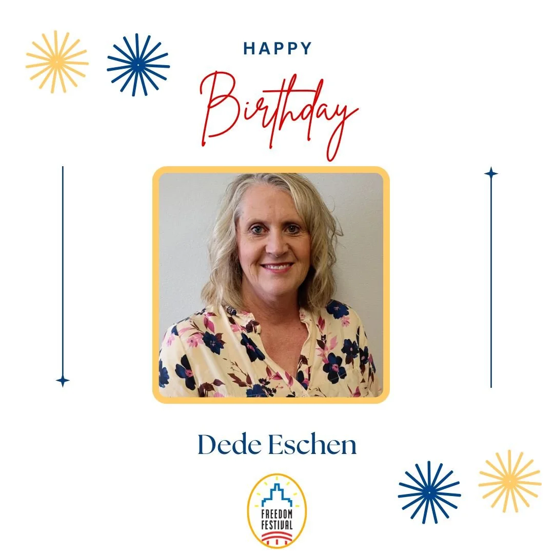 🎉🥳Happy Birthday to one of our amazing Board Members, Dede!
Thank you for everything you do for the Freedom Festival! We appreciate your hard work and hope you have a wonderful day celebrating!🎂