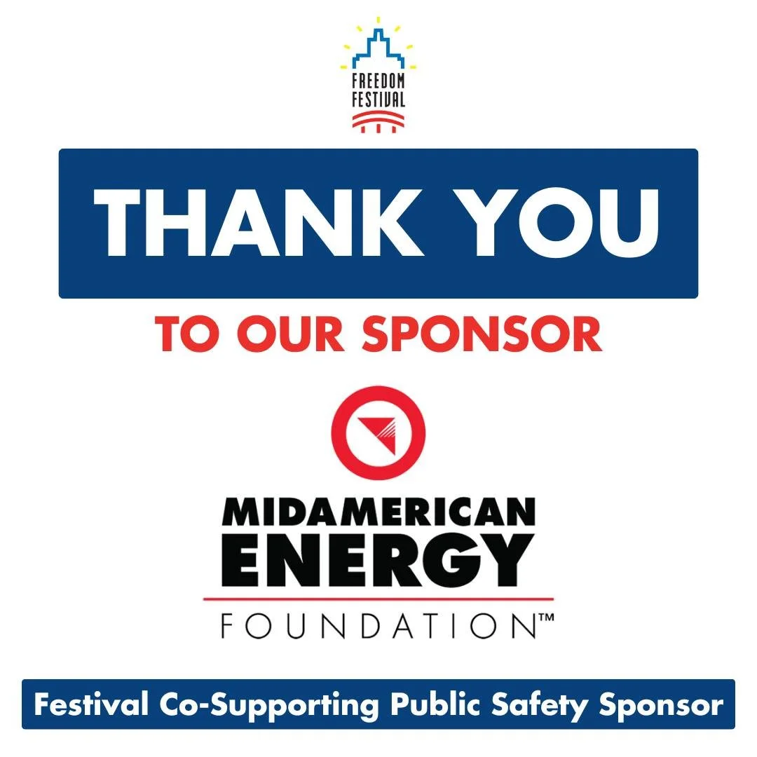 🚑🚔A big thank you to @MidAmerican Energy for being our Co-Supporting Public Safety Sponsor for the 2026 Freedom Festival! Their commitment helps ensure a safe and positive experience for everyone who joins us. Community partnerships like this truly