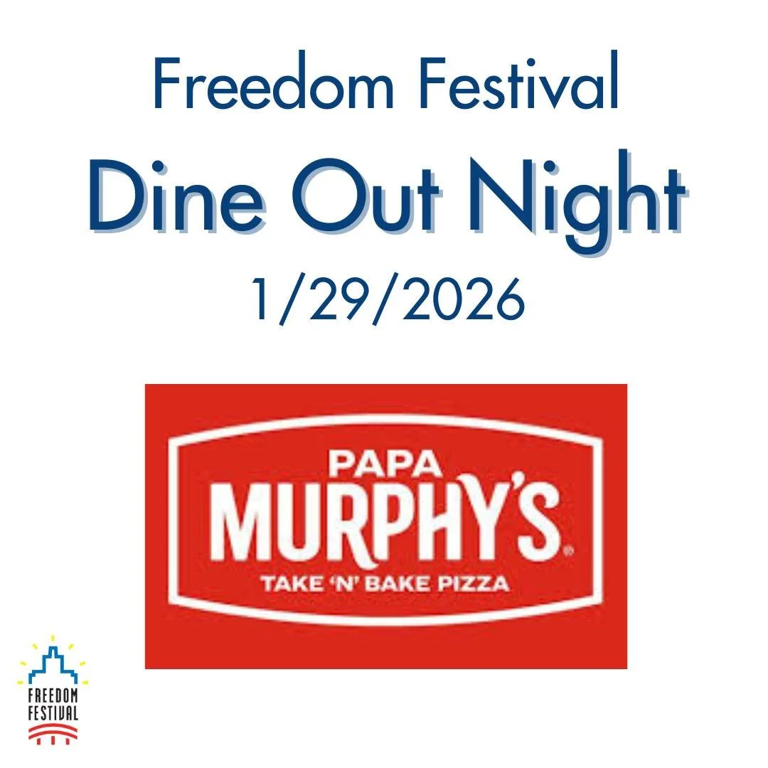 Make dinner plans that give back! 🍕 Join us for a Freedom Festival Dine Out Night at Papa Murphy&rsquo;s. A portion of proceeds will go back to supporting the traditions that you love! Feed your family and help us continue bringing family-friendly e
