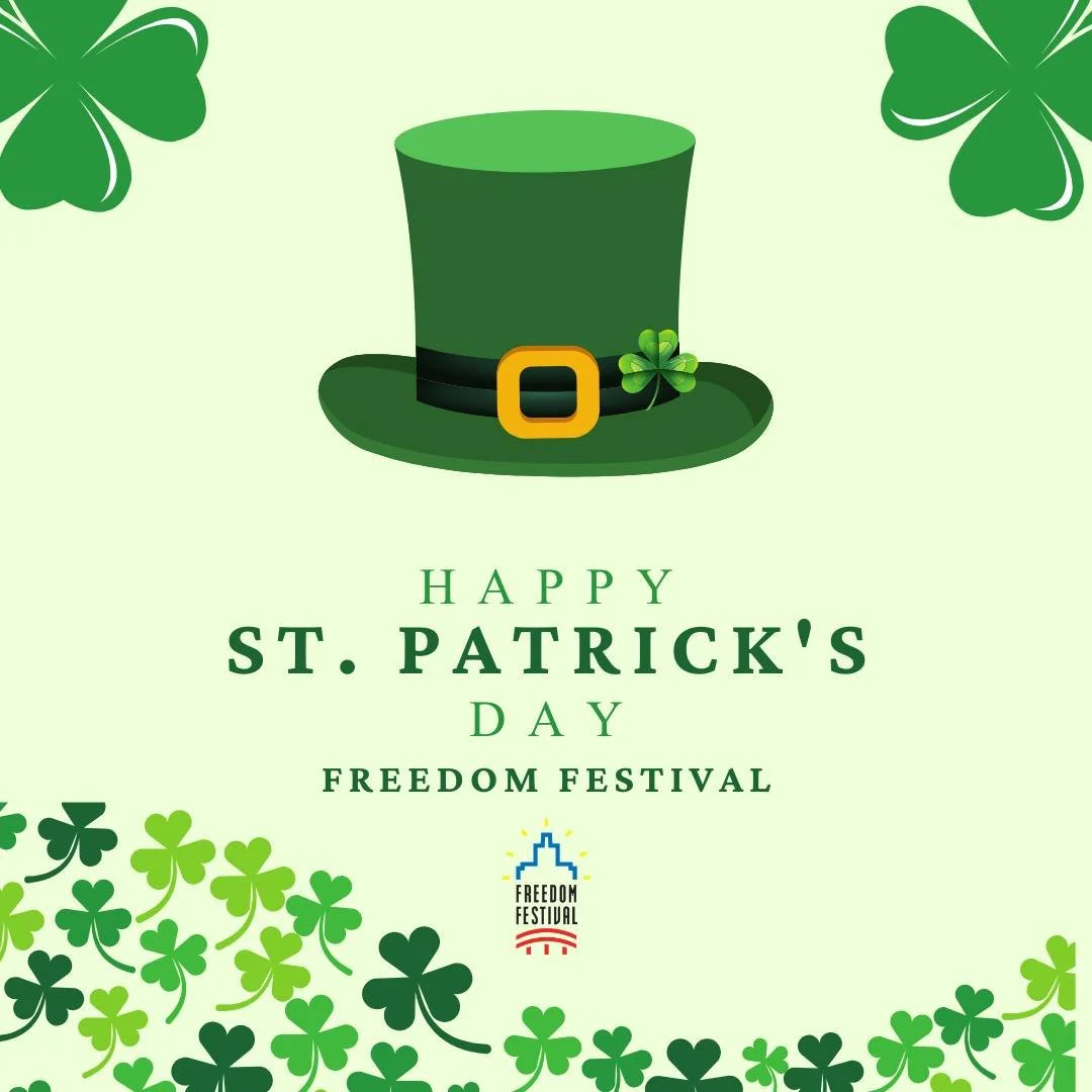 🍀 Happy St. Patrick's Day from the Freedom Festival!

We hope you have a fun day celebrating with loved ones. Wishing you a day filled with luck, laughter, and plenty of festive cheer! Stay safe and enjoy all the celebrations. 💚