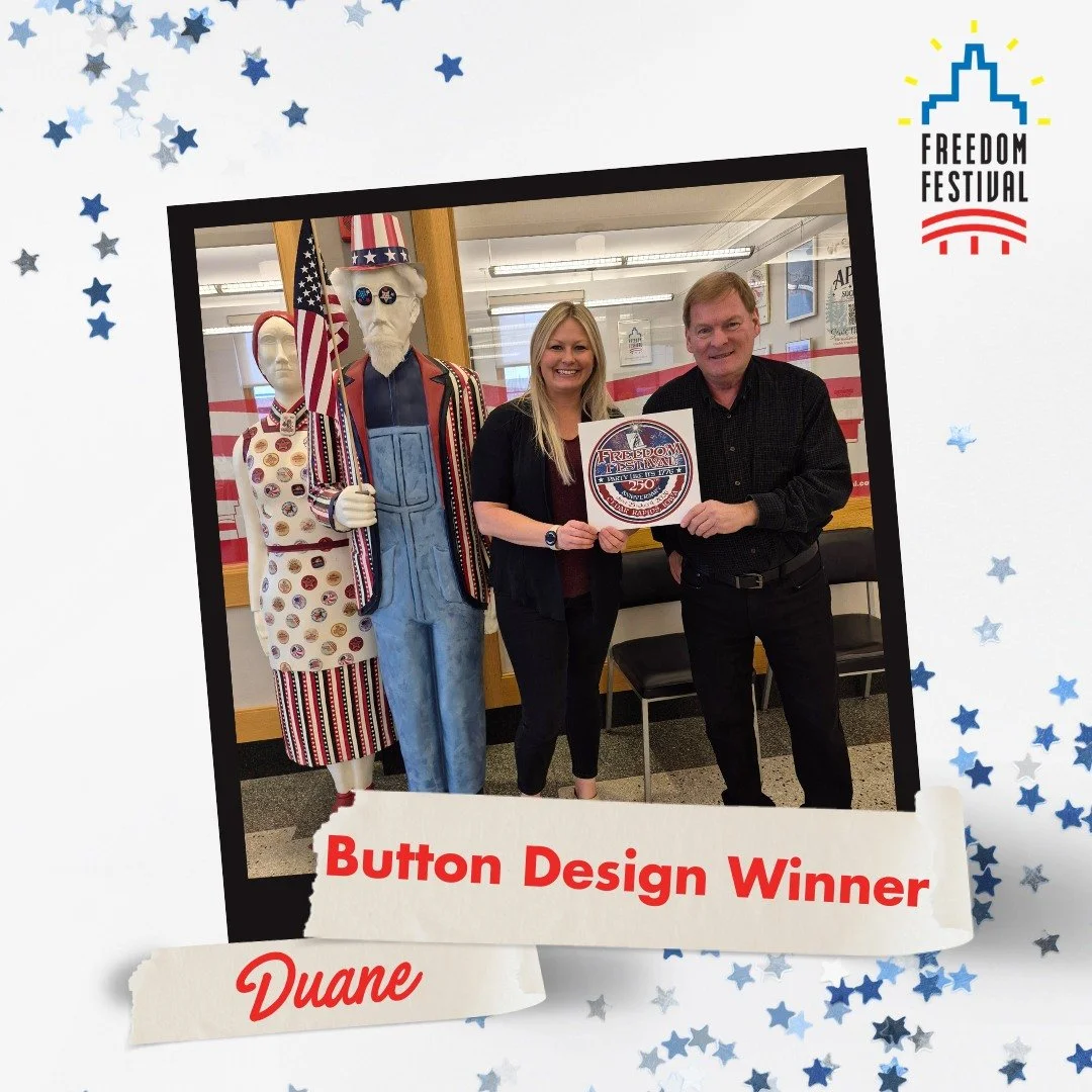The man behind the design, Duane! We can't wait to see his design on thousands of buttons all across town this summer as we celebrate America's 250th birthday June 25th - July 4th! 🎉🇺🇸