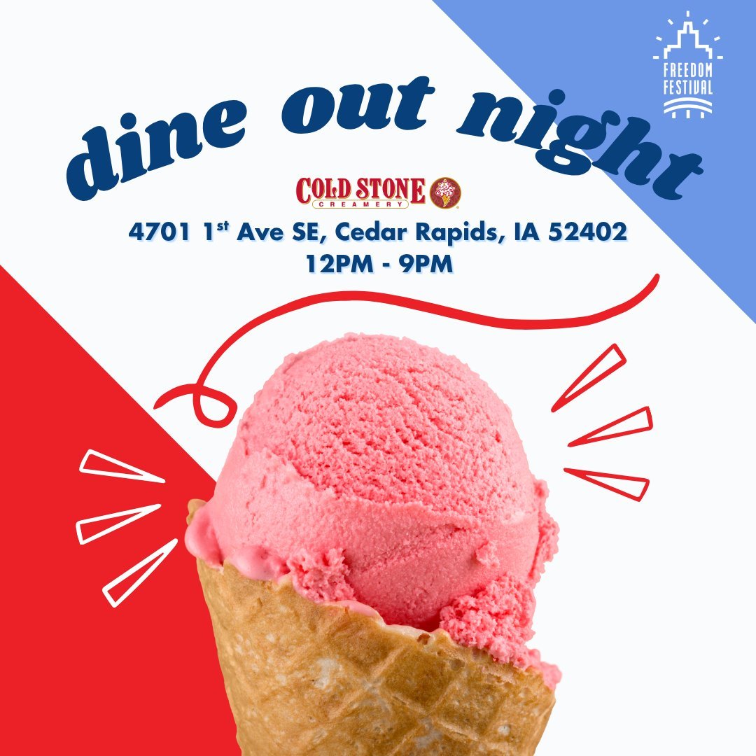 Treat yourself for a great cause! 🍦 Join us for our Dine Out Night at Cold Stone Creamery from 12PM &ndash; 9PM and enjoy your favorite ice cream creations while supporting the festival. Grab your friends, family, and sweet tooth and stop by anytime
