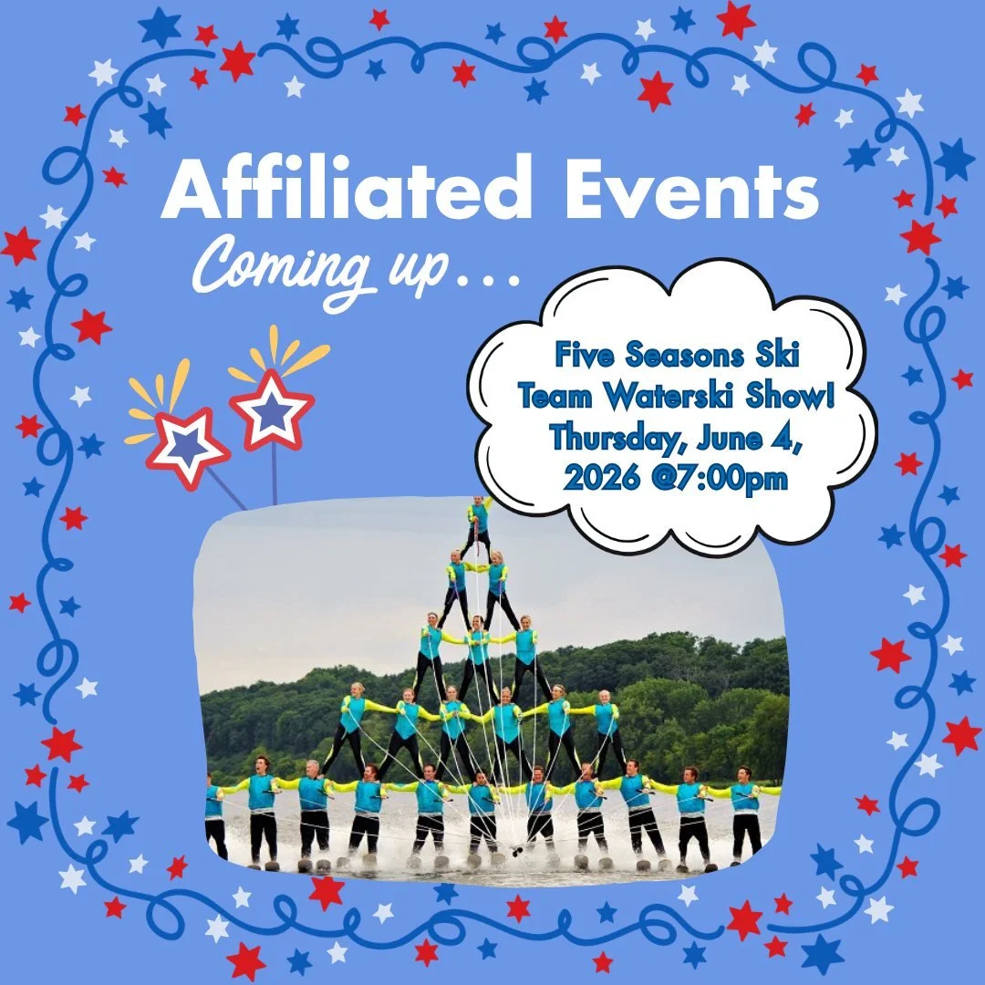 Freedom Festival Affiliated Events are BACK! 🎉🌊

Kick off the summer on June 4th with the incredible Five Seasons Ski Team Waterski Show! Starting at 7:00 PM, this action-packed performance will feature thrilling jump acts, jaw-dropping barefoot py