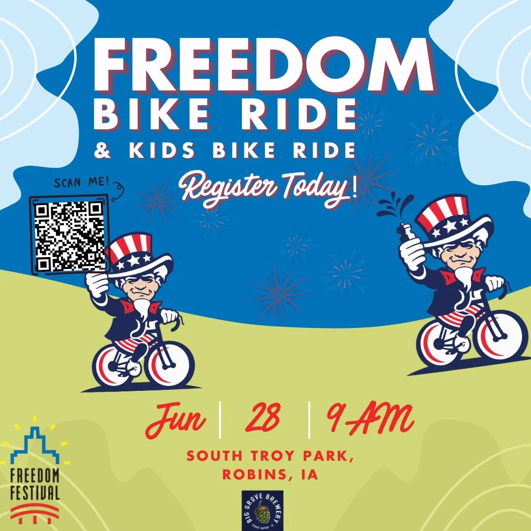 🚴&zwj;♀️Grab your helmet and start your morning with an unforgettable ride through beautiful Eastern Iowa, on Sunday June 28, starting at 9 AM!

Our Bike Ride is open to riders of all ages and skill levels, whether you&rsquo;re cruising for fun or c