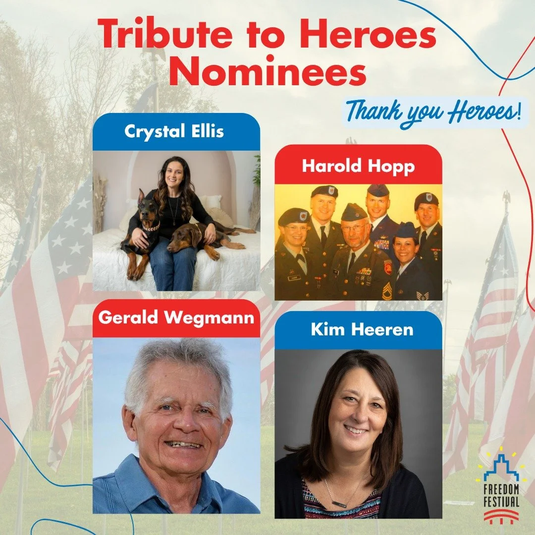 Congratulations to our Tribute to Heroes honorees! ❤️🤍💙

We are incredibly thankful for your service, sacrifice, and unwavering dedication to both our country and our community. These four outstanding individuals, Crystal Ellis, Gerald Wegmann, Har
