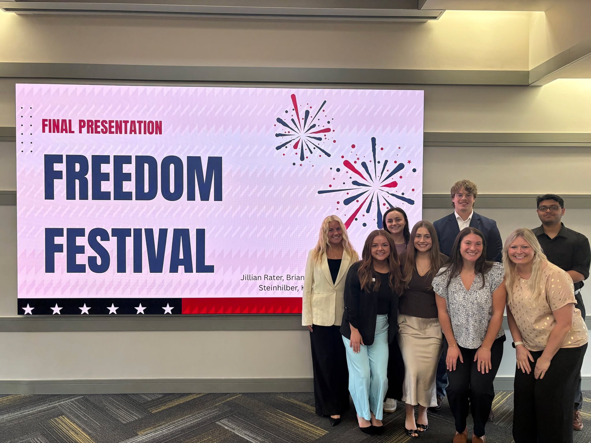 This semester, we had the incredible opportunity to work alongside the University of Iowa Entrepreneurial Leadership Academy class! Their students spent the semester diving into the Freedom Festival organization and events, helping us brainstorm mark