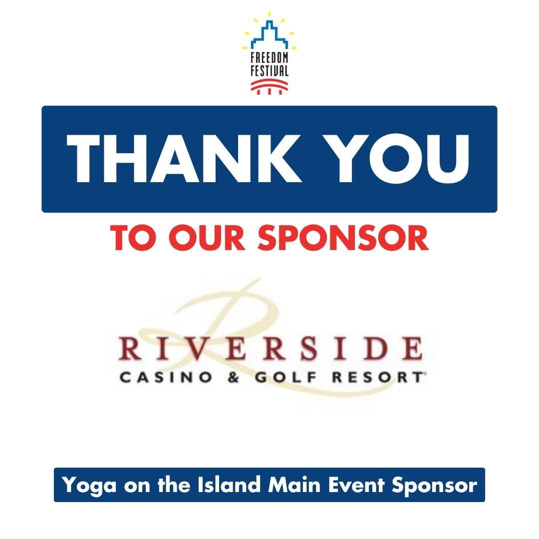 A big shoutout to our Yoga on the Island Main Event Sponsor, Riverside Casino &amp; Golf Resort ! 🎉 Your support helps make this event possible and plays a huge role in our continued growth and success. We are incredibly grateful for all of our spon
