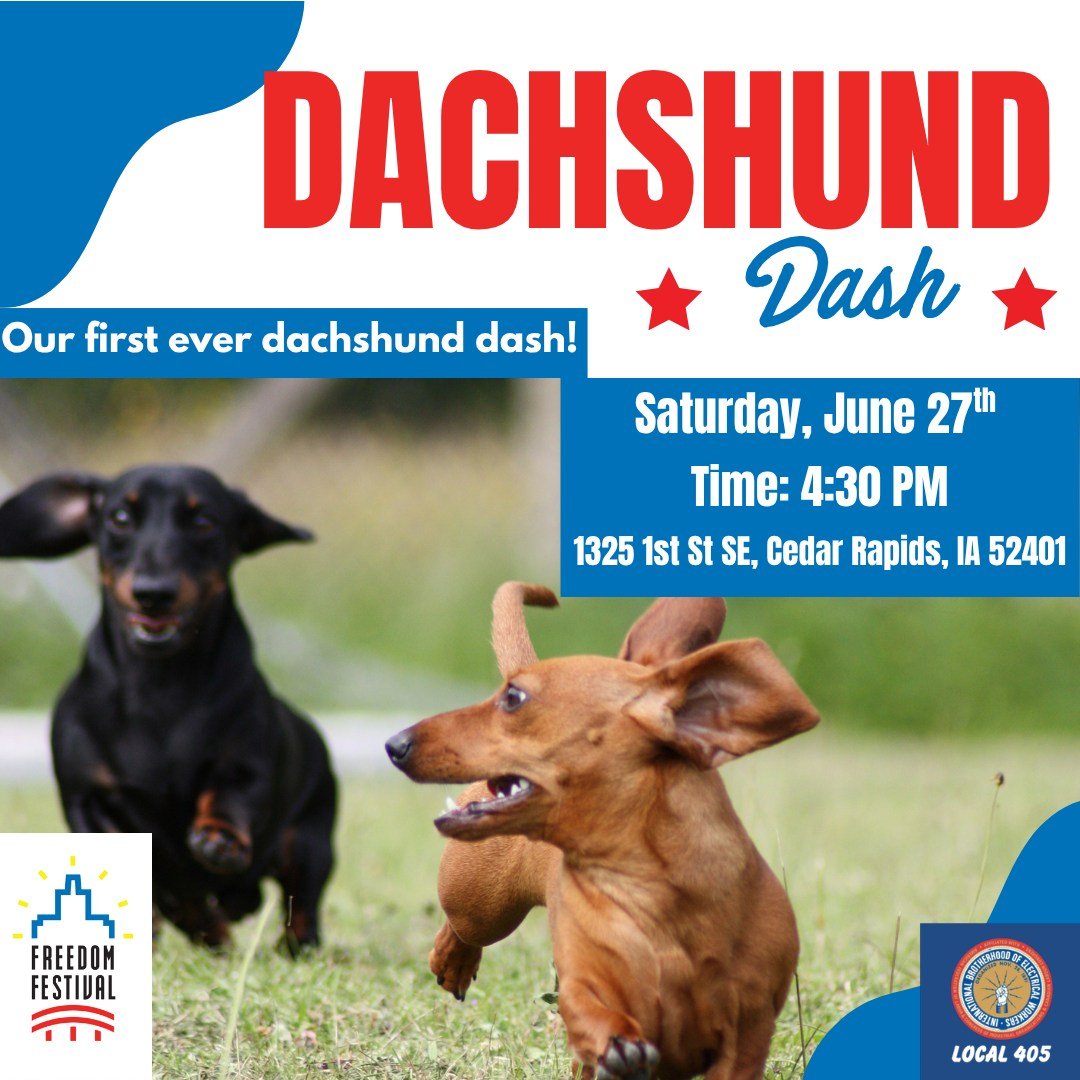 Get ready for one of the cutest competitions of Festival Week, the NEW Dachshund Dash! 🌭🐶

Join us on Saturday, June 27 at 4:30 PM during Dock Dogs as these speedy, tail-wagging dachshunds race for glory, bragging rights, and exciting prizes!

Whet