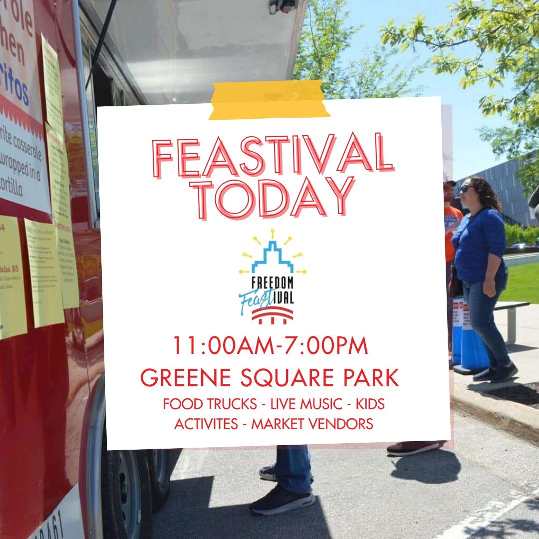 🎉 TODAY IS THE DAY &mdash; FEASTival is here! 🍔🛍️🎶

Join us at Greene Square Park TODAY from 11:00 AM&ndash;7:00 PM for the perfect end-of-summer bash! ☀️

Come hungry and spend the day with us enjoying:
🌮 Delicious food trucks
🛍️ Local market 