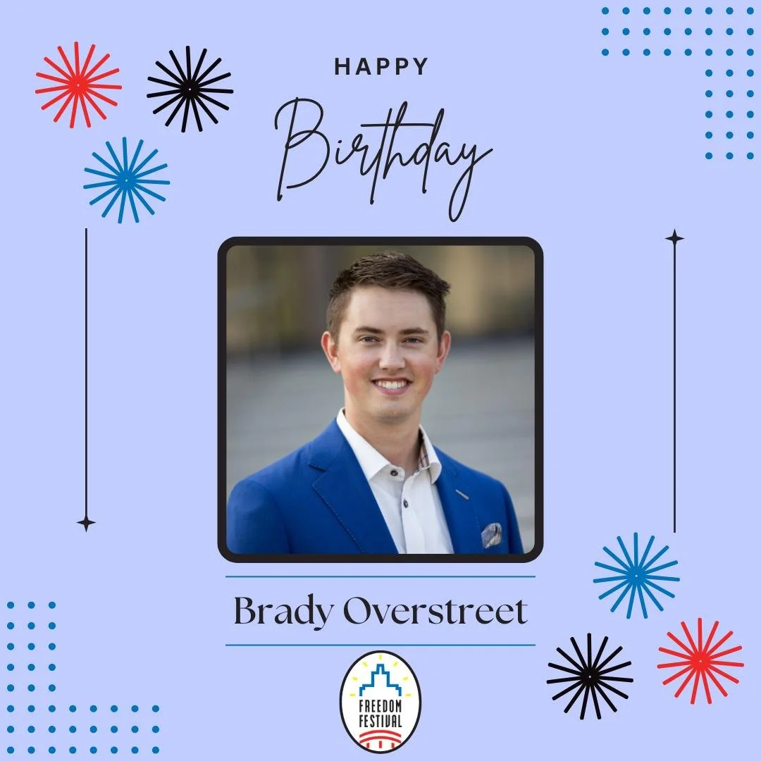 Happy Birthday to our Board Member, Brady! 🎂🎉

Today we&rsquo;re celebrating Brady and all that he brings to the Freedom Festival Board! We&rsquo;re so grateful for the time, energy, and support he gives to help make the Festival and our community 