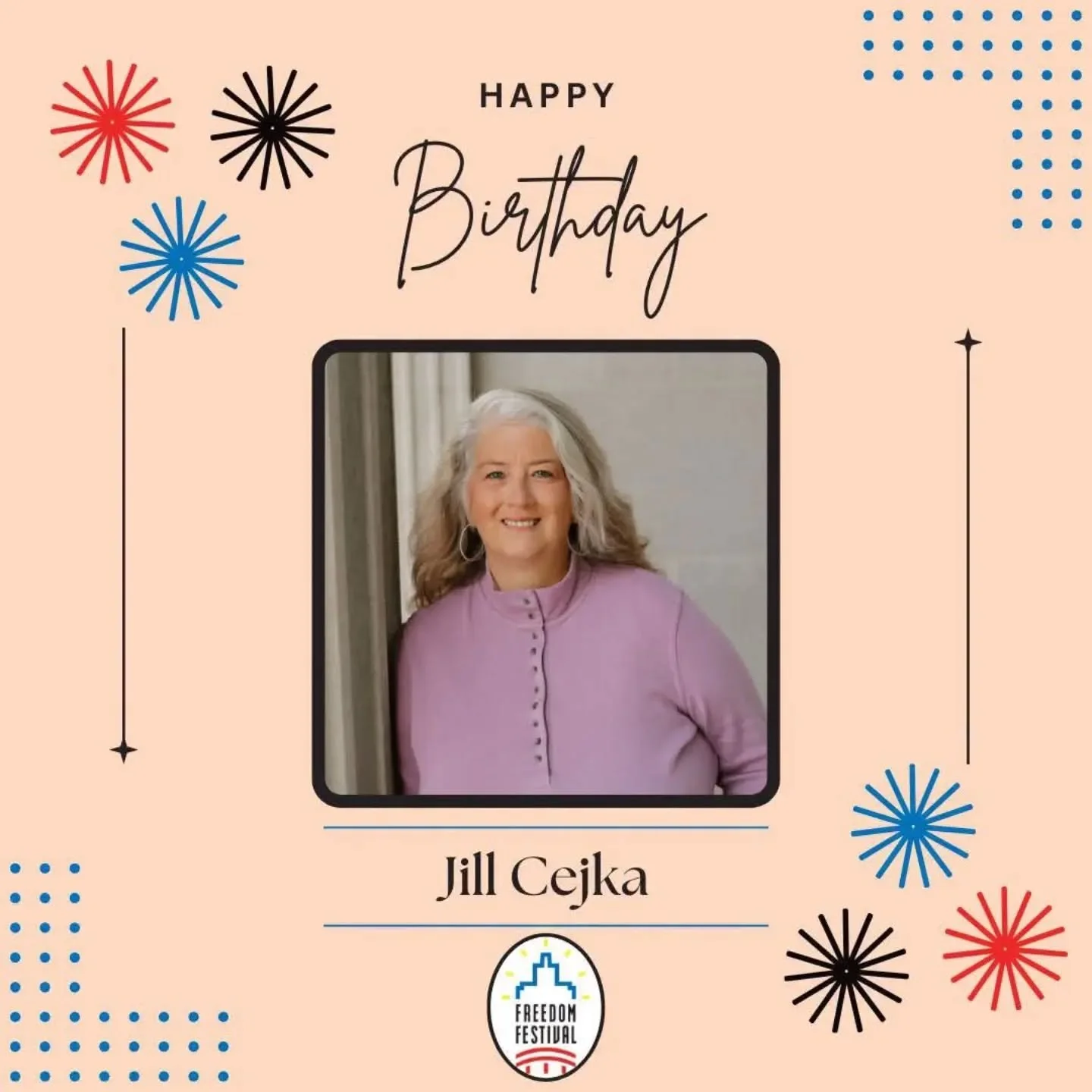 The birthday celebrations continue! 🎉🎂

Today we&rsquo;re wishing a very Happy Birthday to our Board Member, Jill!

We&rsquo;re so thankful to have Jill as part of the Freedom Festival Board and appreciate the enthusiasm, dedication, and community 