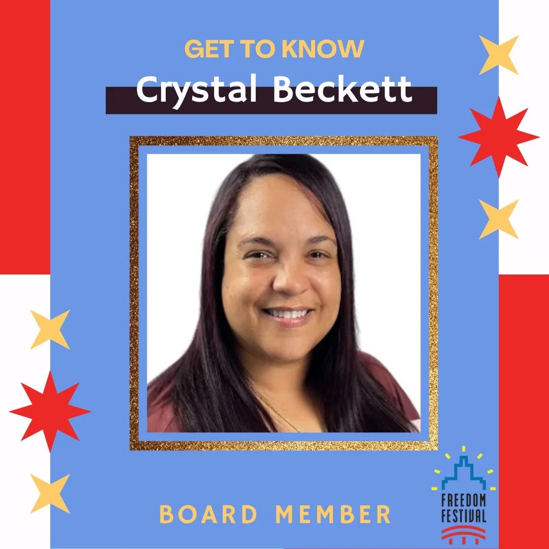 🎉Our Meet the Board series continues! 🎉

This week, we&rsquo;re excited to introduce Crystal Beckett, a member of the Freedom Festival Board!

Get to know Crystal a little better:

⭐ How long have you been on the board?
&mdash; &ldquo;This is my fi