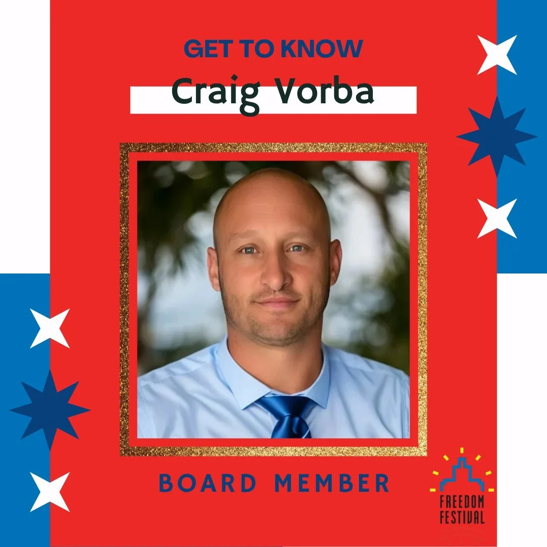 🎉Our Meet the Board series continues! 🎉
This week, we're excited to introduce Craig Vorba!

Get to know them a little better:

How long have you been on the board?
&mdash; "I'm approaching my third year on the Freedom Festival Board!"

Wh