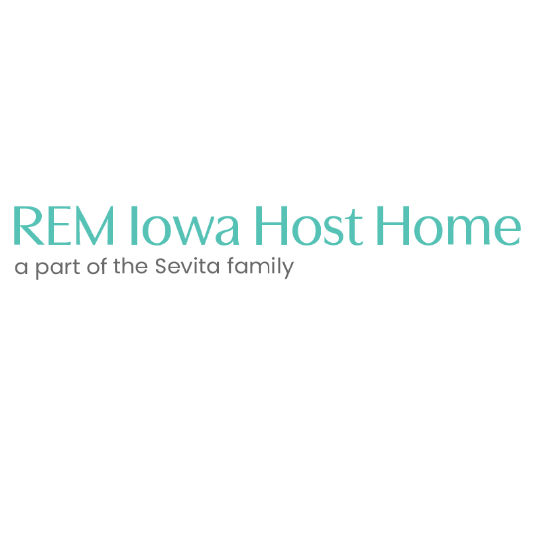 REM Iowa logo in green text on white blank background