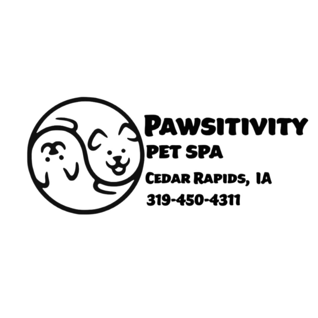 pawsitivity pet spa logo in black text on white background