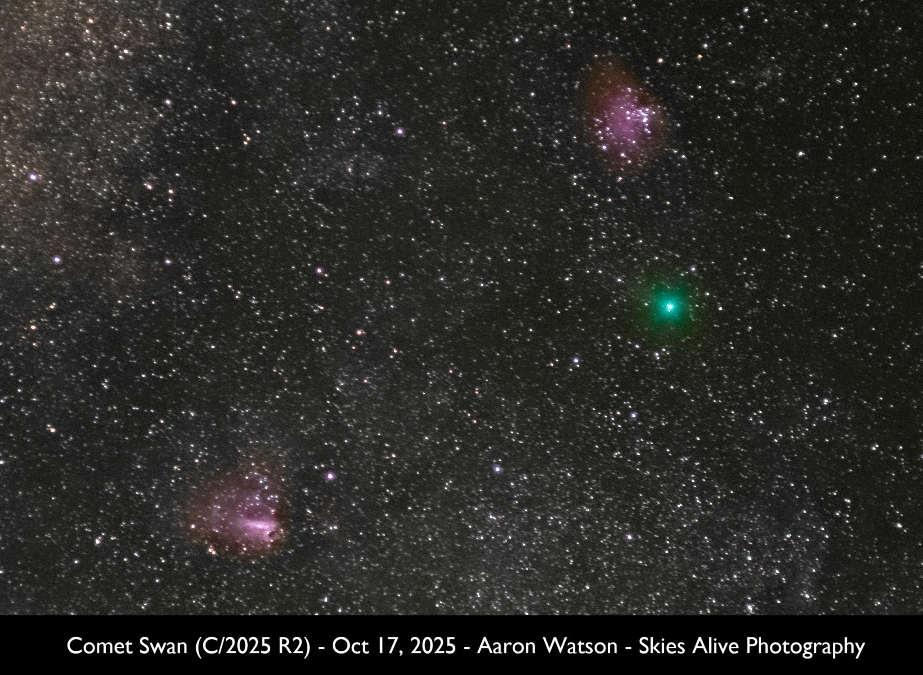 Comet Swan passing through the Milky Way
