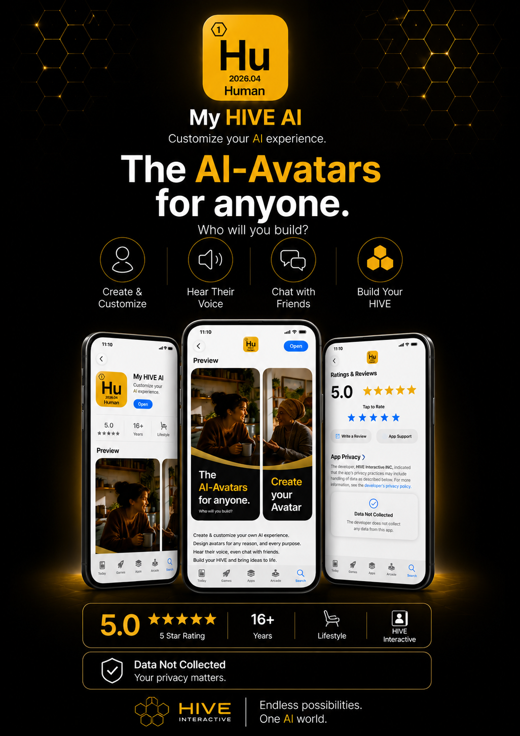 My HIVE AI app — the AI avatars for anyone
