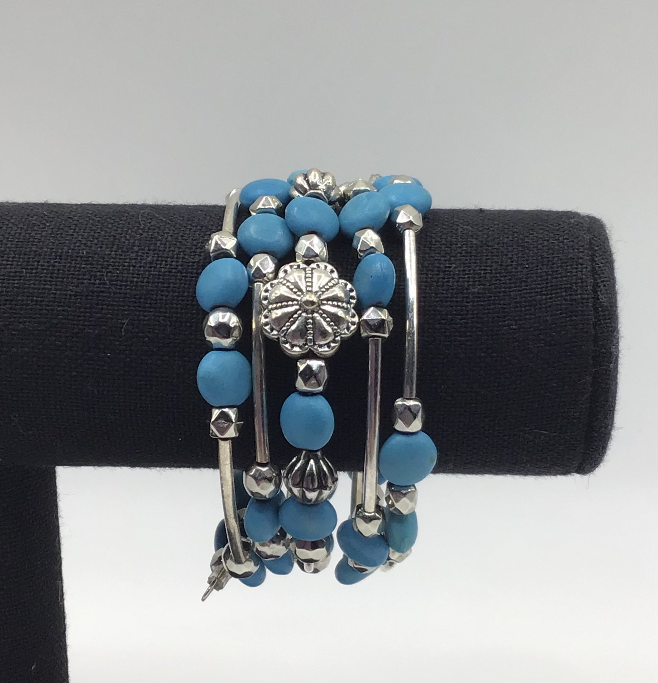 turquoise memory bracelet with floral focal.jpeg.jpeg