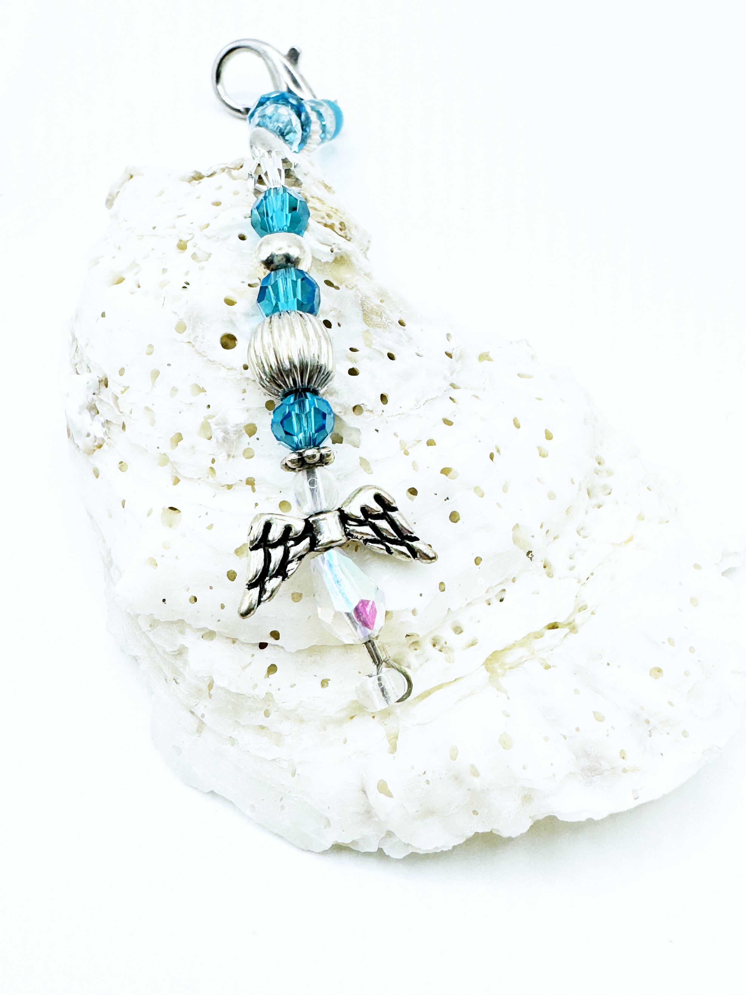 Purse Charms with blue ans silver beads and angel charm.jpg