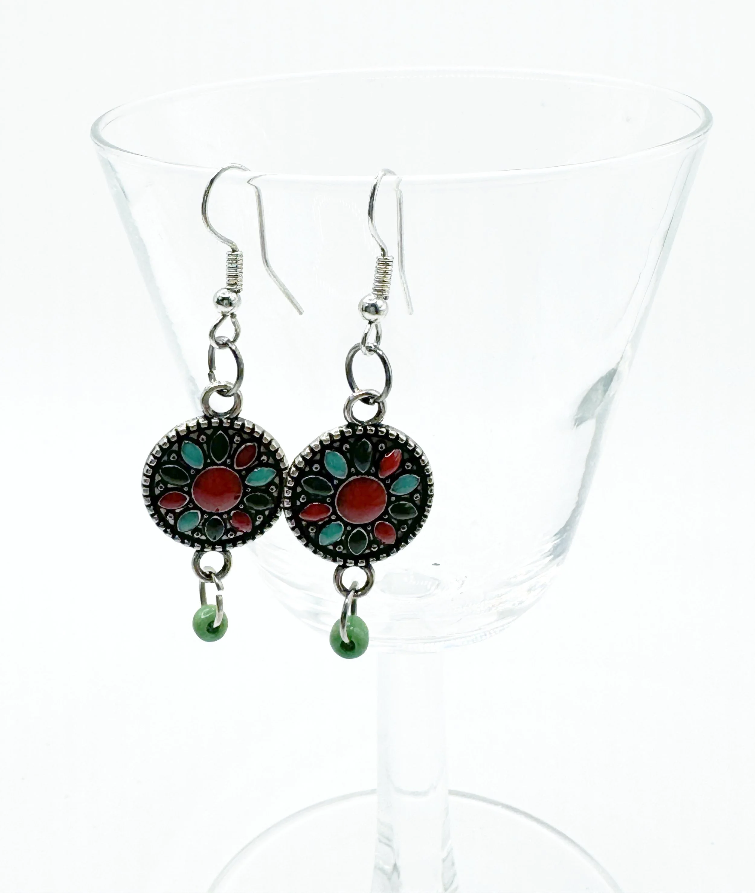 southwest style medallion bead with green bead accent B.jpg