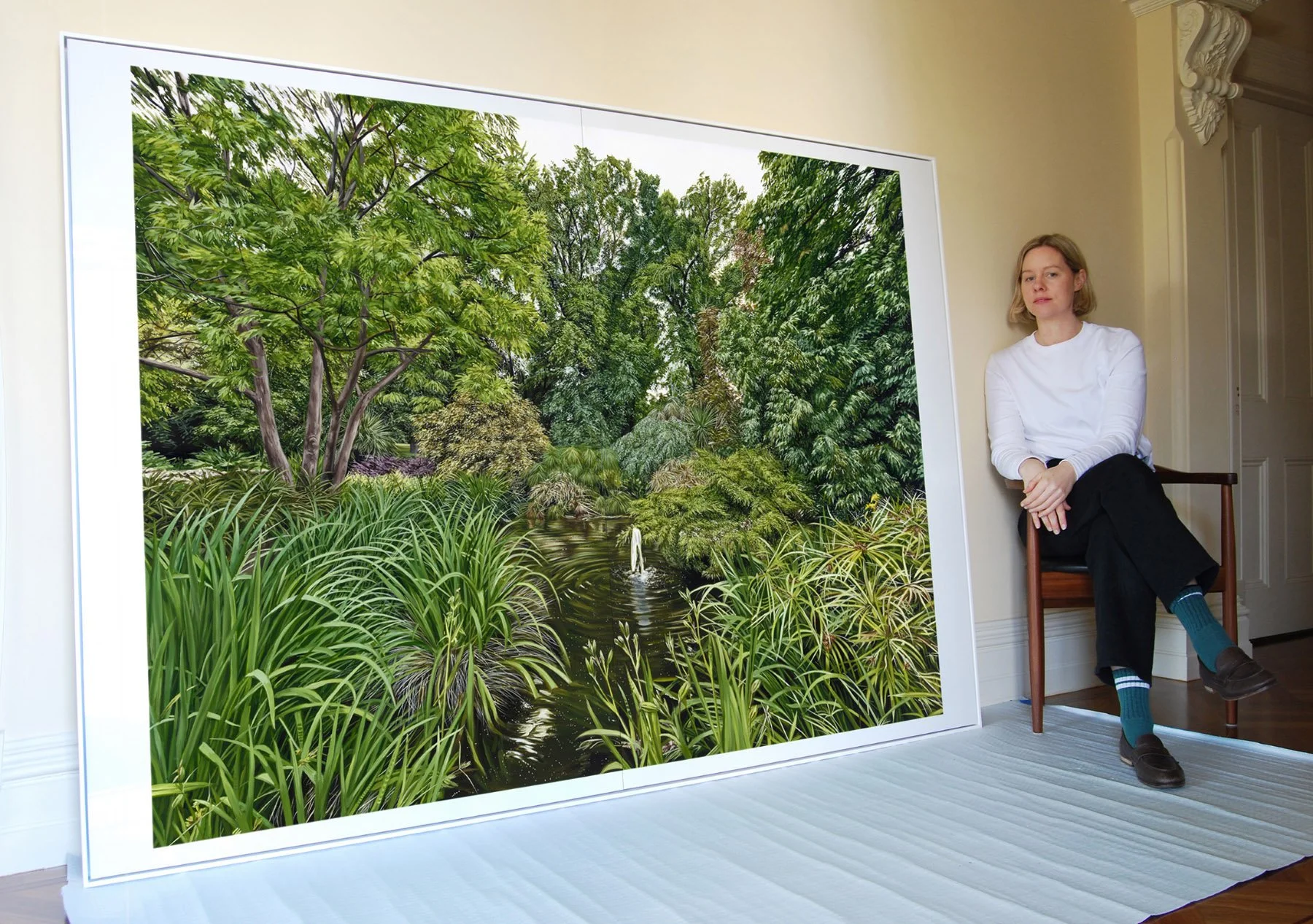 Rest (2025) oil on aluminium composite panel, 150 x 210 cm