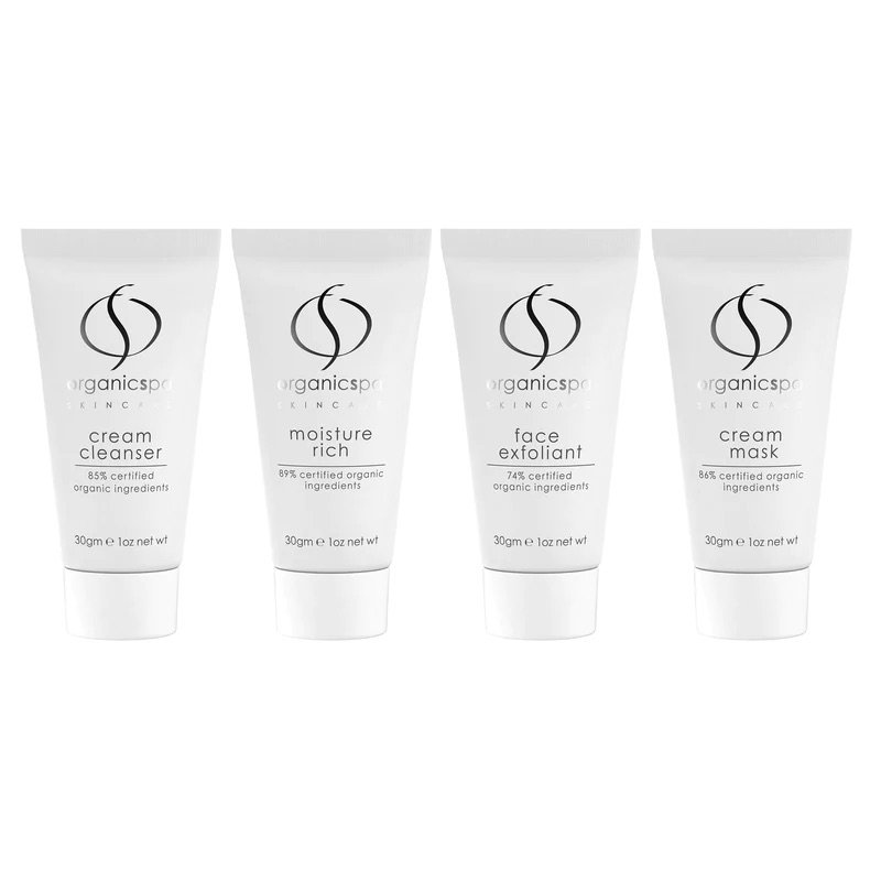 Organic Spa Rich Rituals – cream cleanser, face exfoliant, cream mask, moisture rich