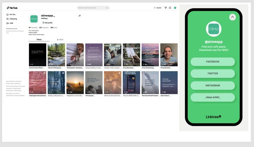 AIME app - TikTok Link tree Mock Up