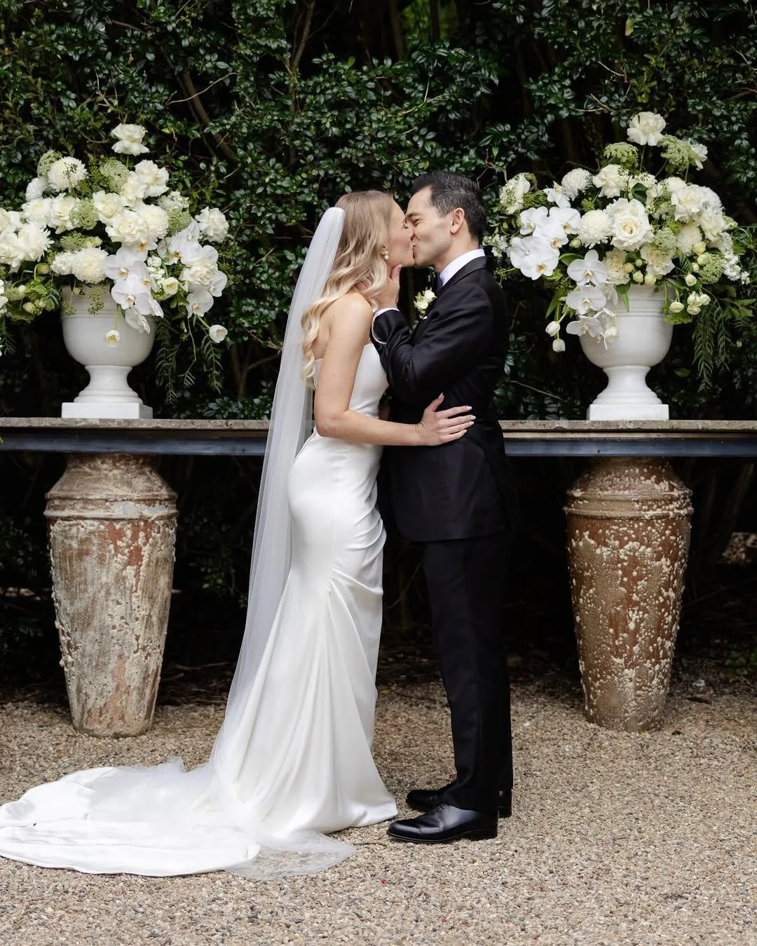 These white and green florals urns for Melissa &amp; Sean were a real moment. 

@hillstonestlucia 
@the_beloved.co