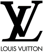 Louis Vuitton logo with stylized LV initials and brand name underneath