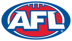 The AFL logo featuring bold white letters on a blue and red oval background.