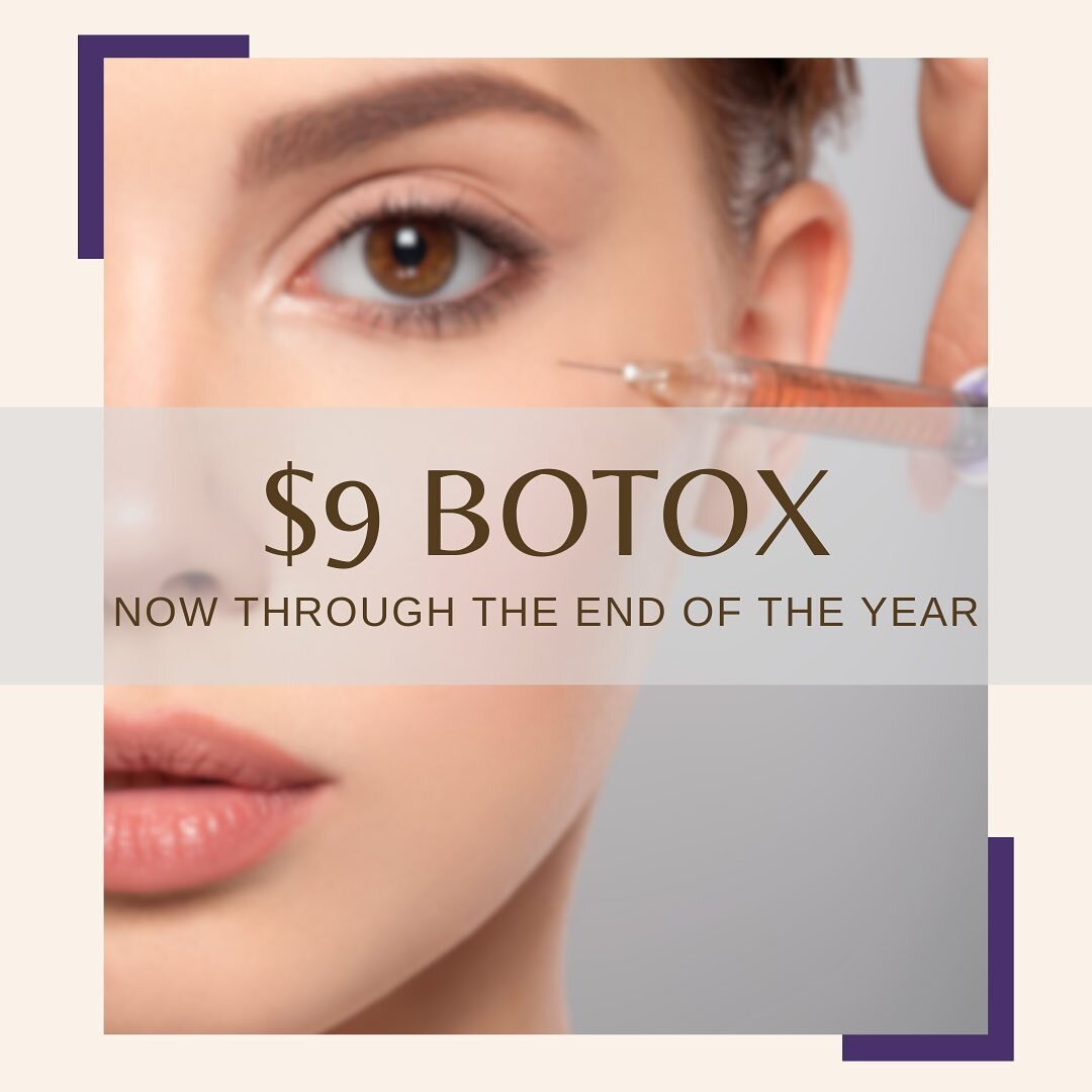 $9 BOTOX NOW THROUGH THE END OF THE YEAR!!!! 🤯‼️

Call us to schedule 😊

#botox #aesthetics #botoxinjections #fineline #wrinklesbegone #medicalspa #bodyrenewal