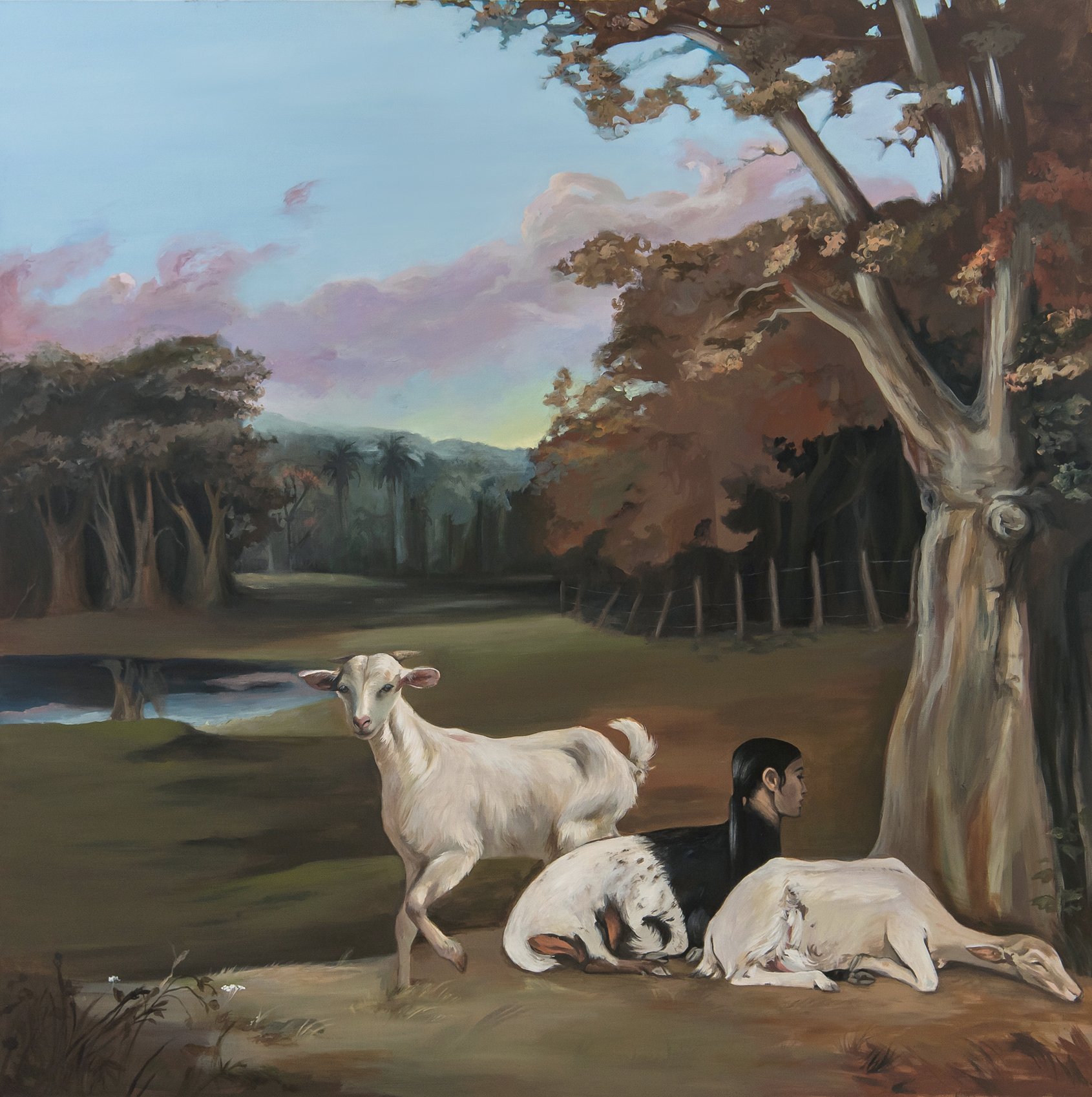 Goats in a wooded landscape (après Daniell)
