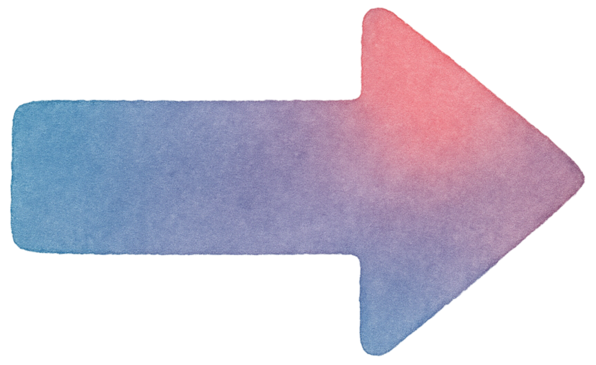 Gradient watercolor arrow pointing to the right, transitioning from blue to pink.
