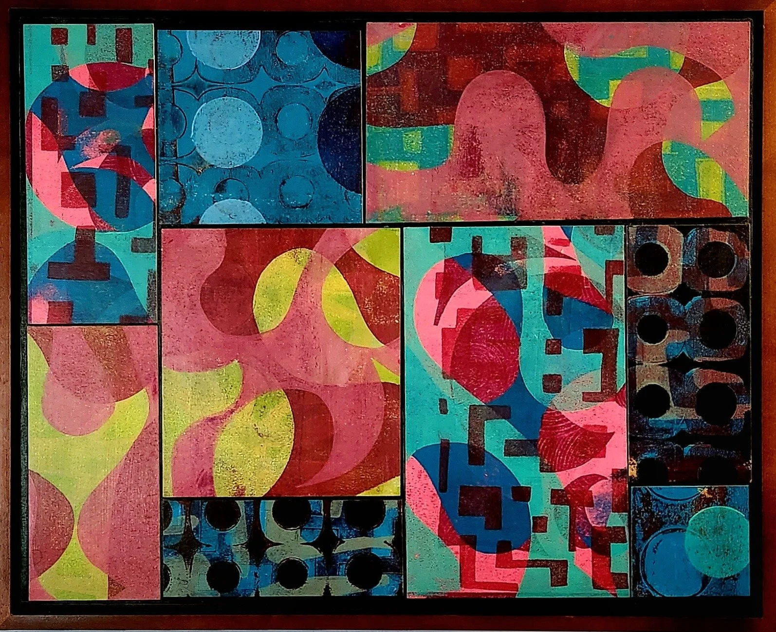 Dancing Currents - 
The movement and rhythm of this work could 
be occurring in space or under the sea. It is an 
unknown territory for most of us yet we are 
moved by the shifting currents. There is mystery
and a primal pull.

14 x 18 Original Art C